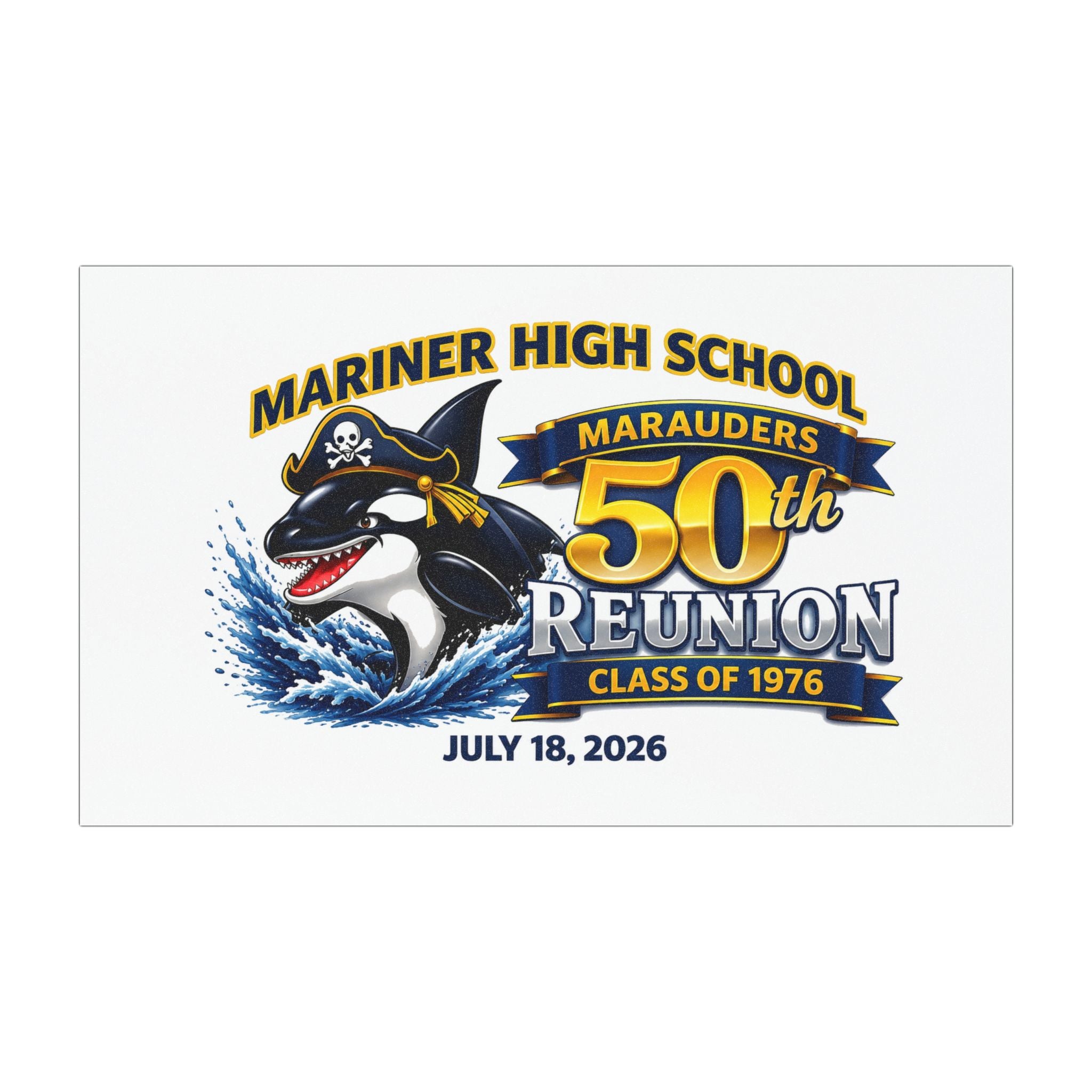50th Reunion Car Magnet - Mariner High School Marauders Class of 1976 (July 18, 2026)